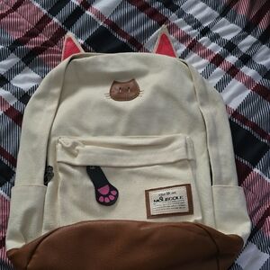 NWOT Cute Cat Ear Backpack with Brown Accents